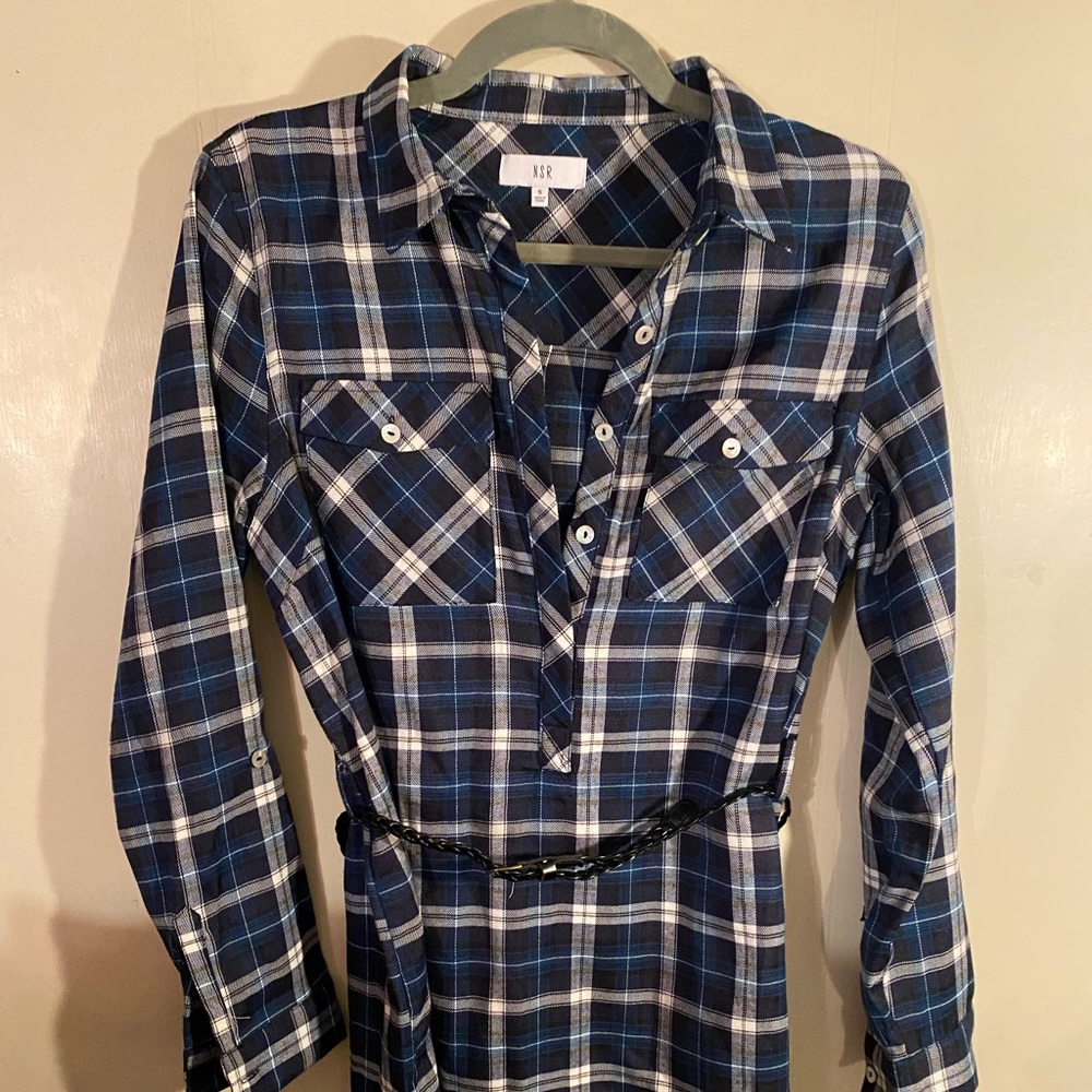 NSR Small Blue/Black/White Plaid Like New Dress